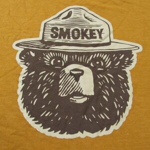 Landmark Project Sweatshirt Men Small Yellow Smokey Bear Crewneck Pullover Short